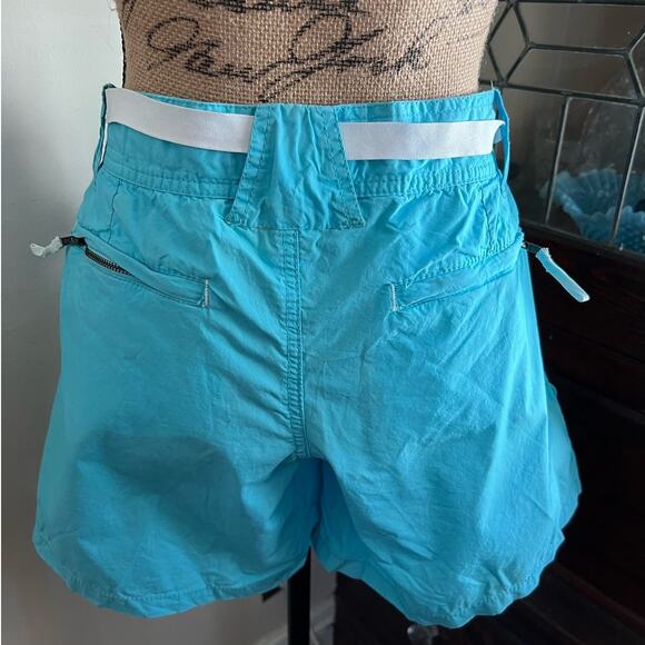 90s/Y2K Vintage Steve & Barry Turquoise Micro Shorts Size 8 Midrise Belted Boho - Picture 5 of 17